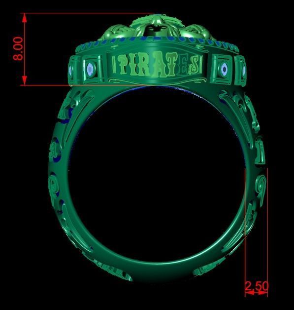 pirate skull ring 3D print model_17