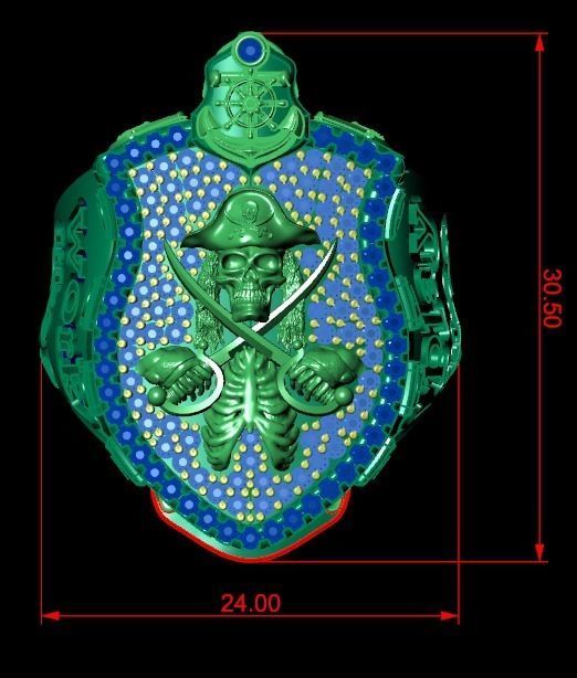 pirate skull ring 3D print model_15