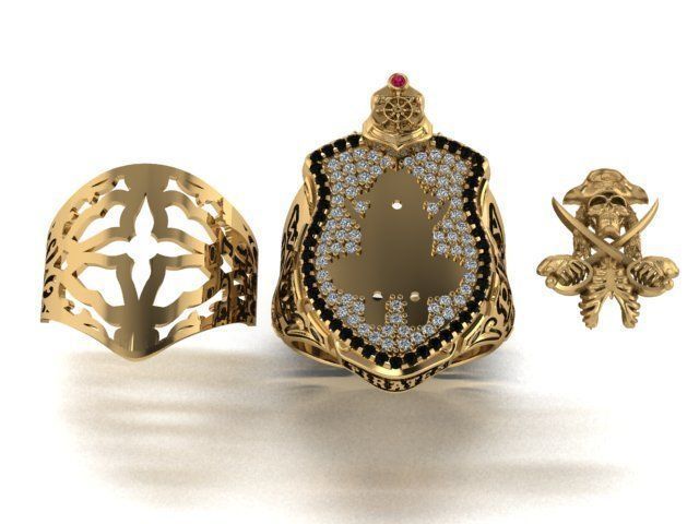 pirate skull ring 3D print model_1