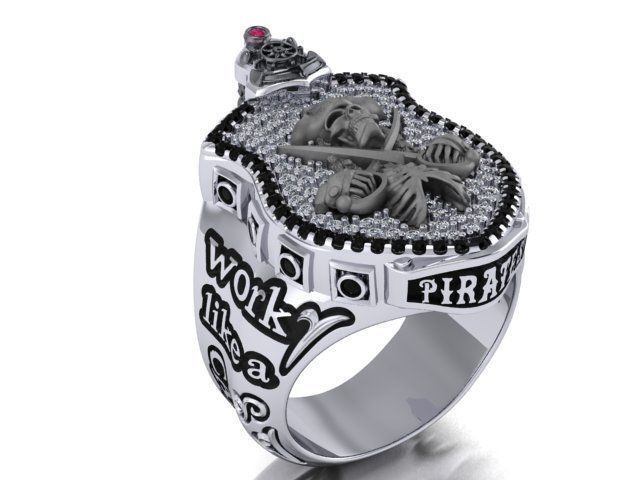 pirate skull ring 3D print model_12
