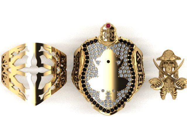 pirate skull ring 3D print model_11