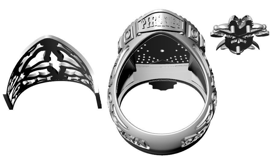 pirate skull ring 3D print model_5