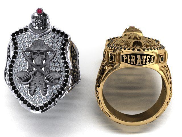 pirate skull ring 3D print model_2