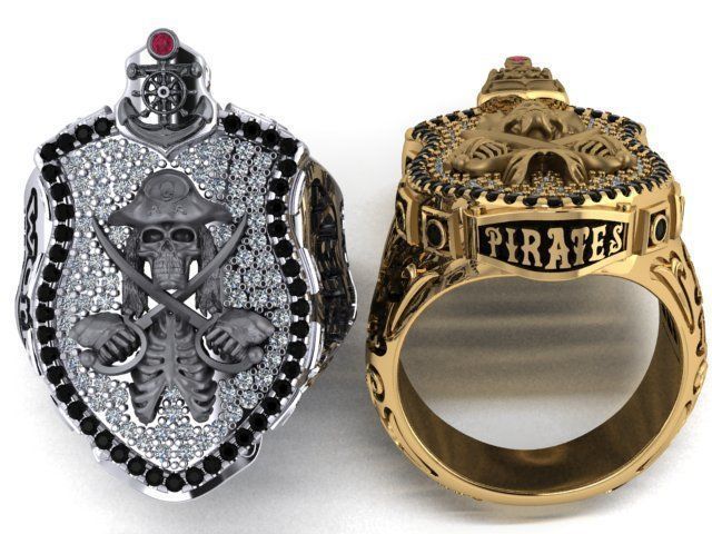 pirate skull ring 3D print model_8
