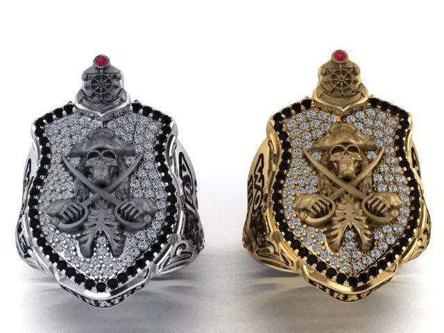 pirate skull ring 3D print model_0