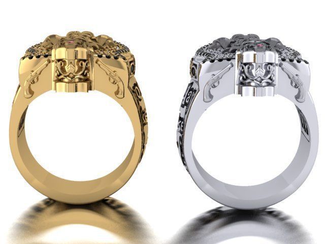 pirate skull ring 3D print model_7