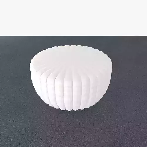 White Leather Tufted ottoman 2 3D model