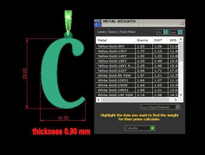 pendant alphabet berkshire C medium 3D print model_12