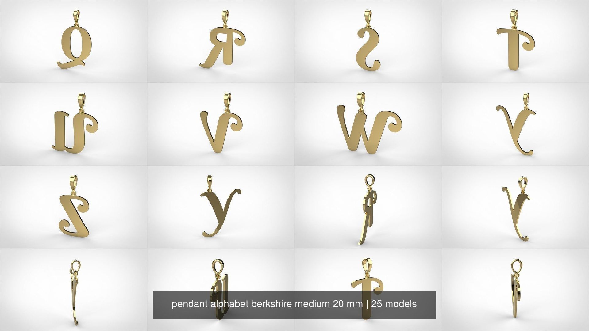 pendant alphabet berkshire medium 20 mm 3D Model Collection_2