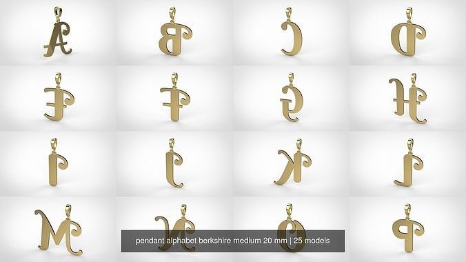 pendant alphabet berkshire medium 20 mm 3D Model Collection