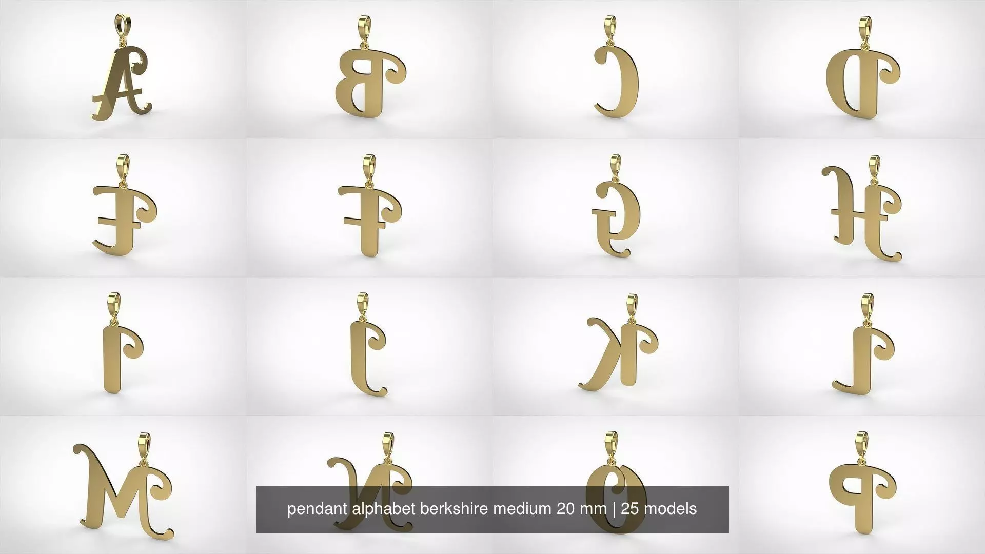 pendant alphabet berkshire medium 20 mm 3D Model Collection_0