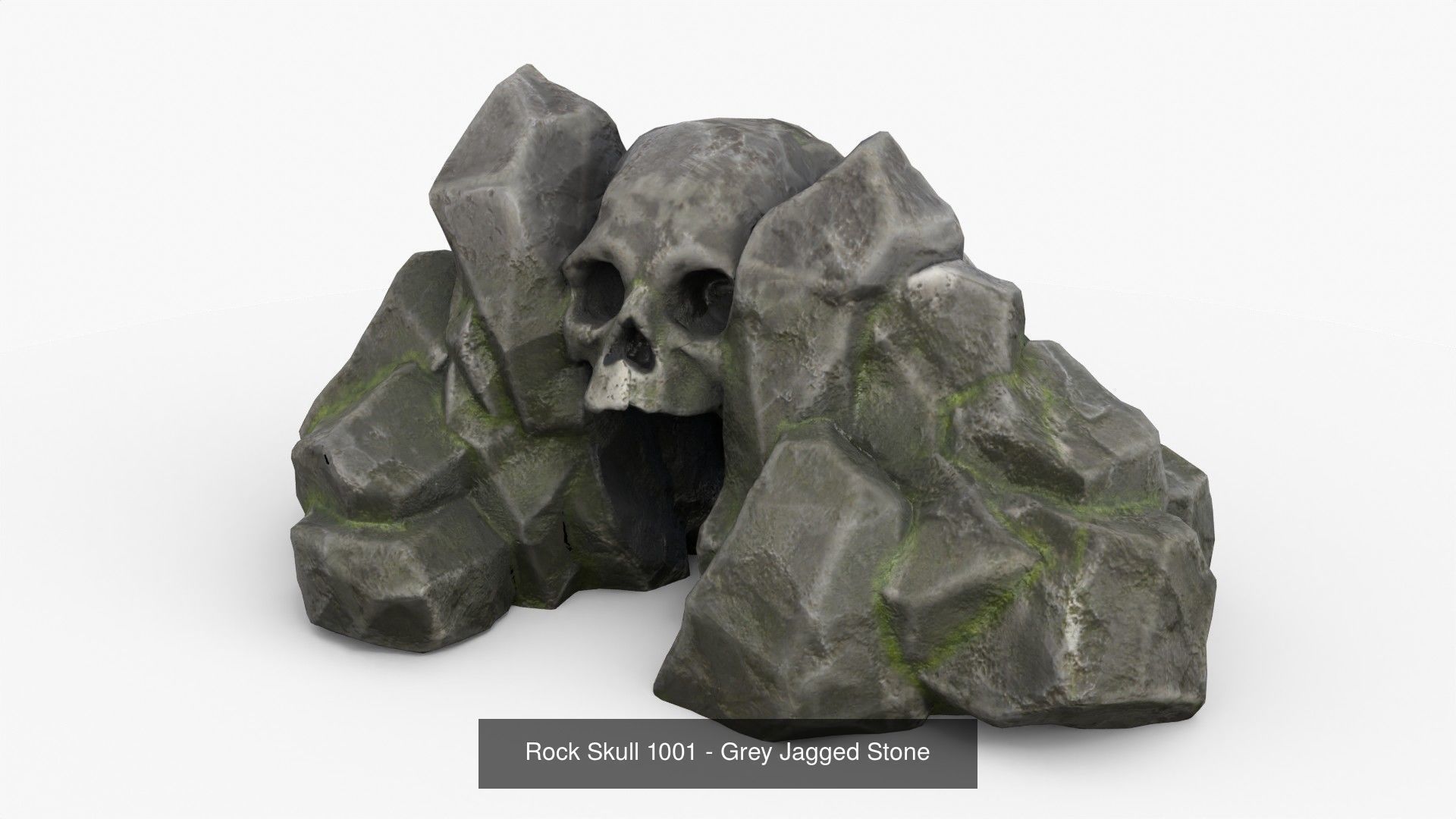 Skull Rock Set bundle - Grey Jagged Stone 3D Model Collection_6
