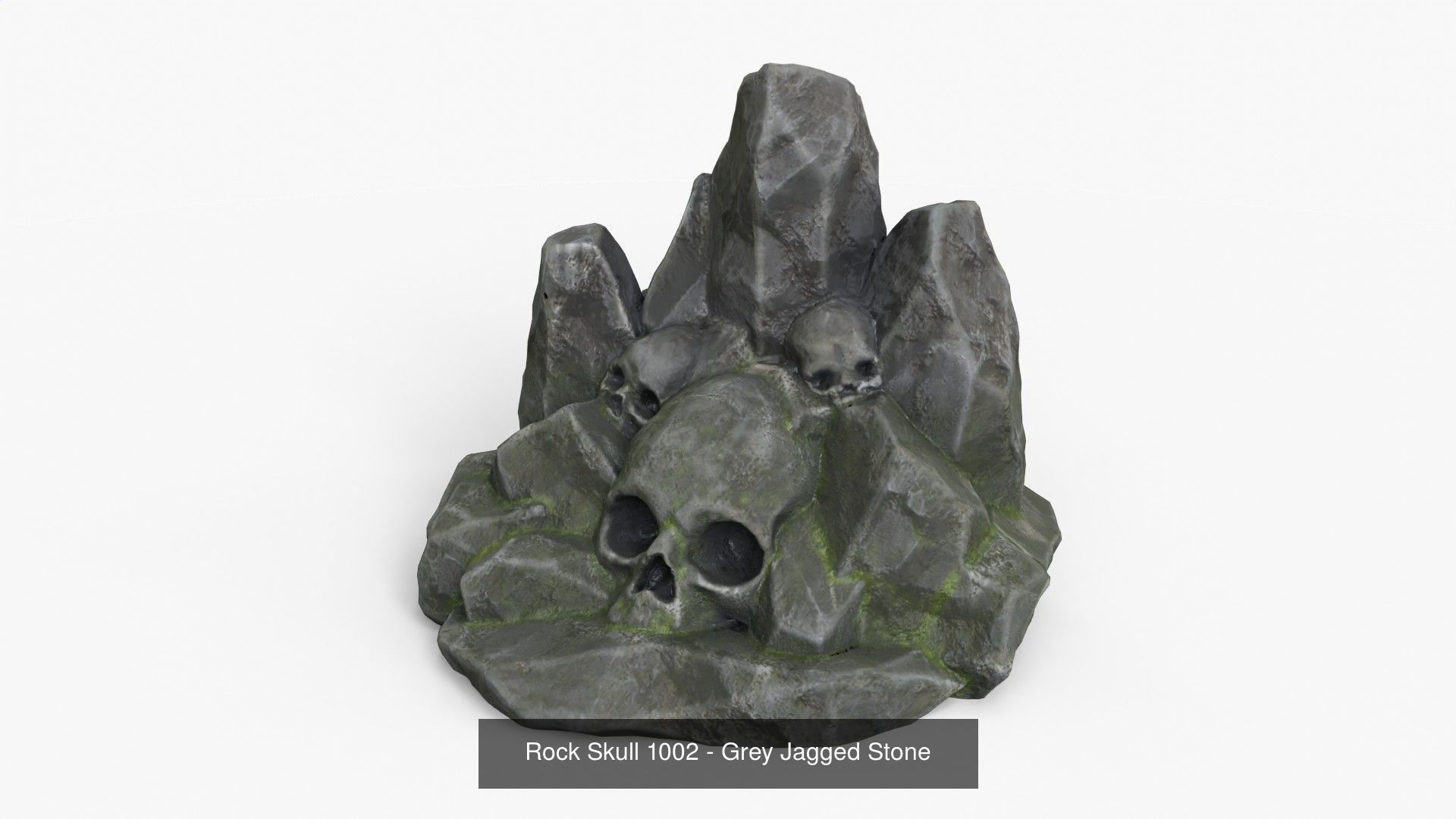 Skull Rock Set bundle - Grey Jagged Stone 3D Model Collection_3
