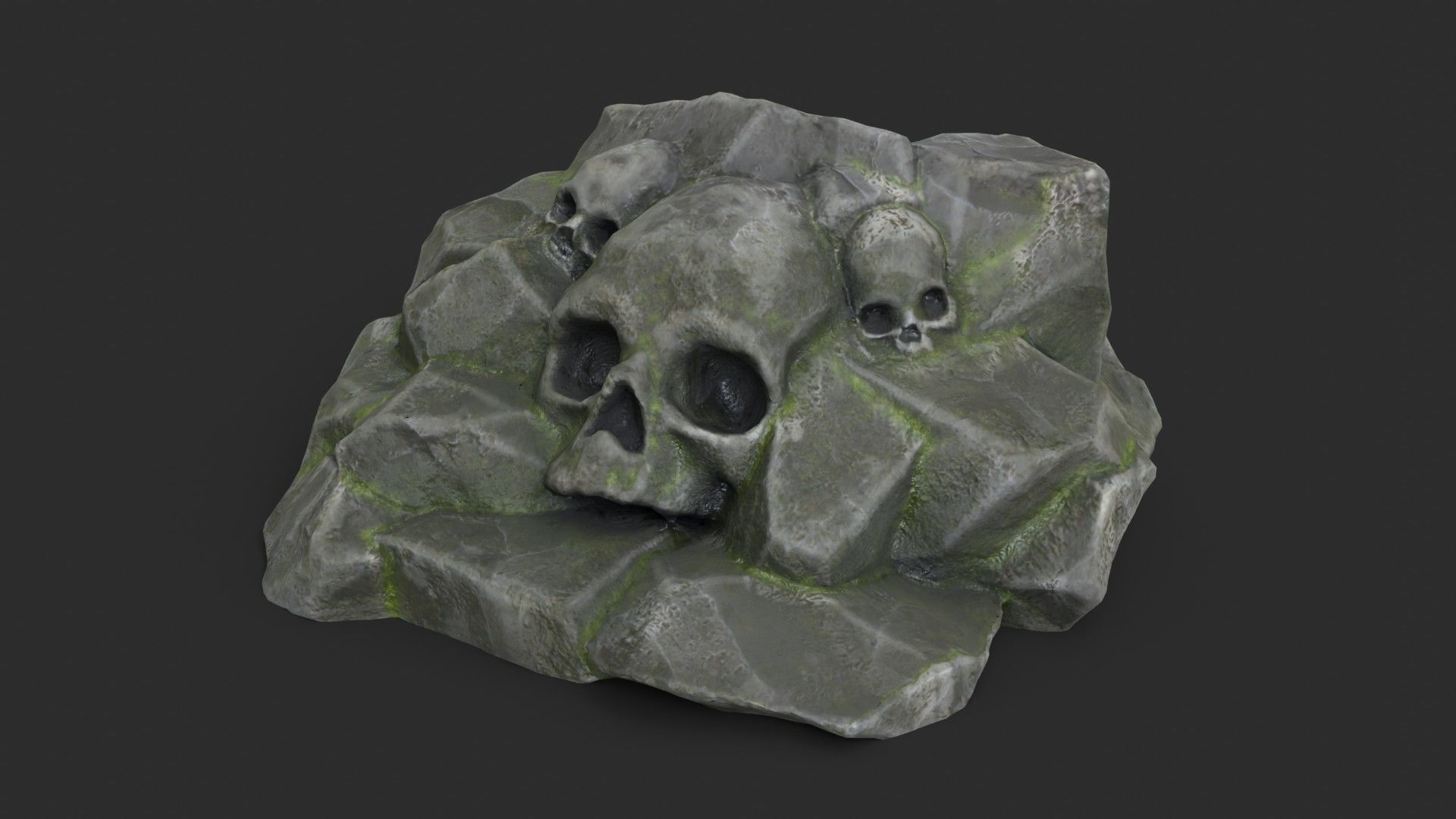 Skull Rock Set bundle - Grey Jagged Stone 3D Model Collection_11