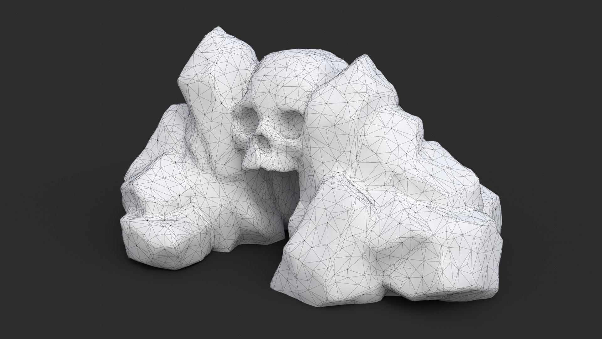 Skull Rock Set bundle - Grey Jagged Stone 3D Model Collection_16
