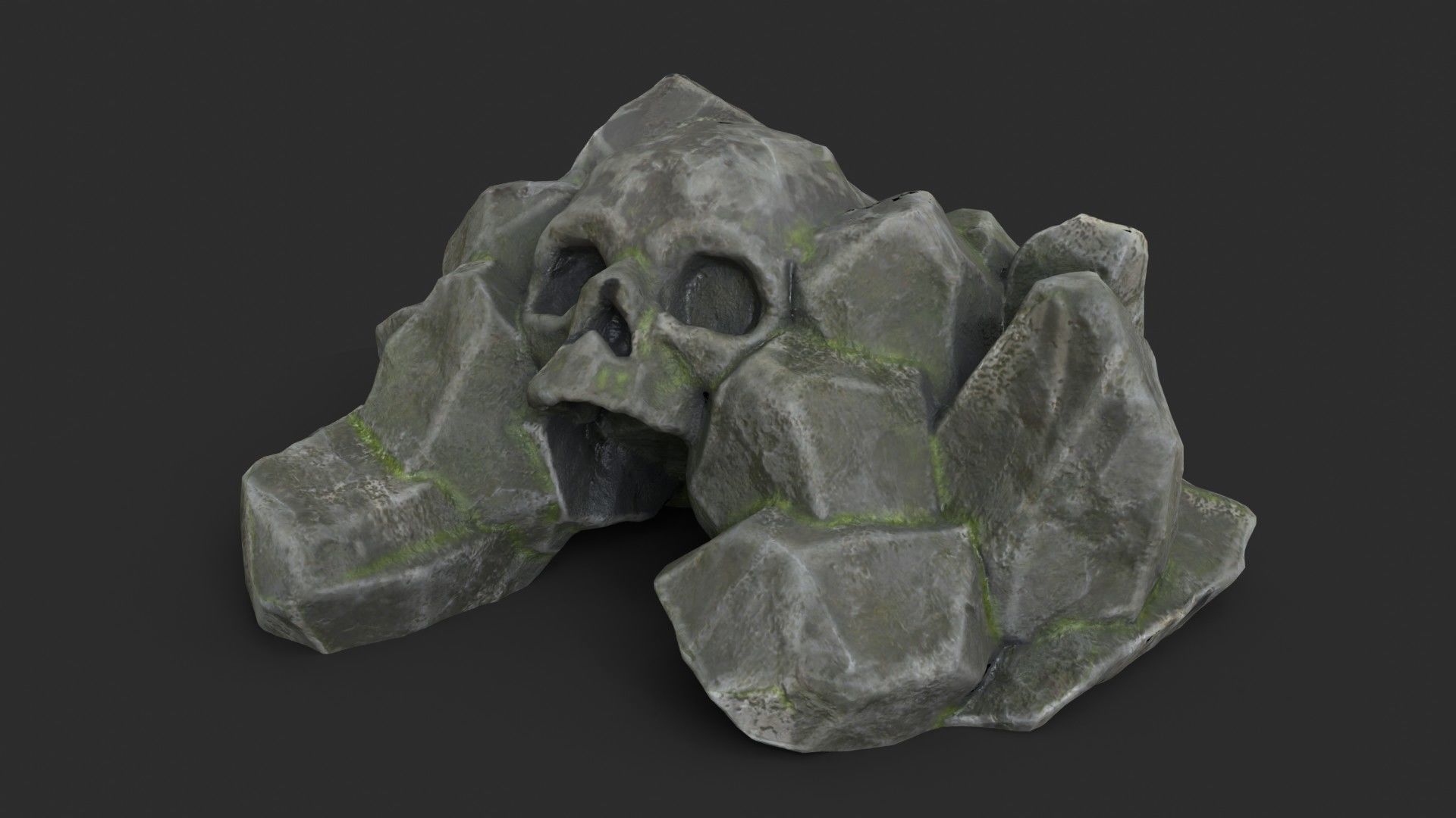 Skull Rock Set bundle - Grey Jagged Stone 3D Model Collection_9