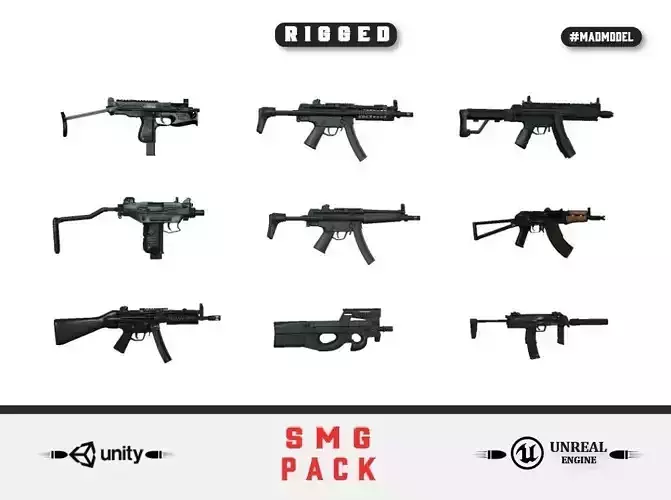 guns rigged  Smg  Pack