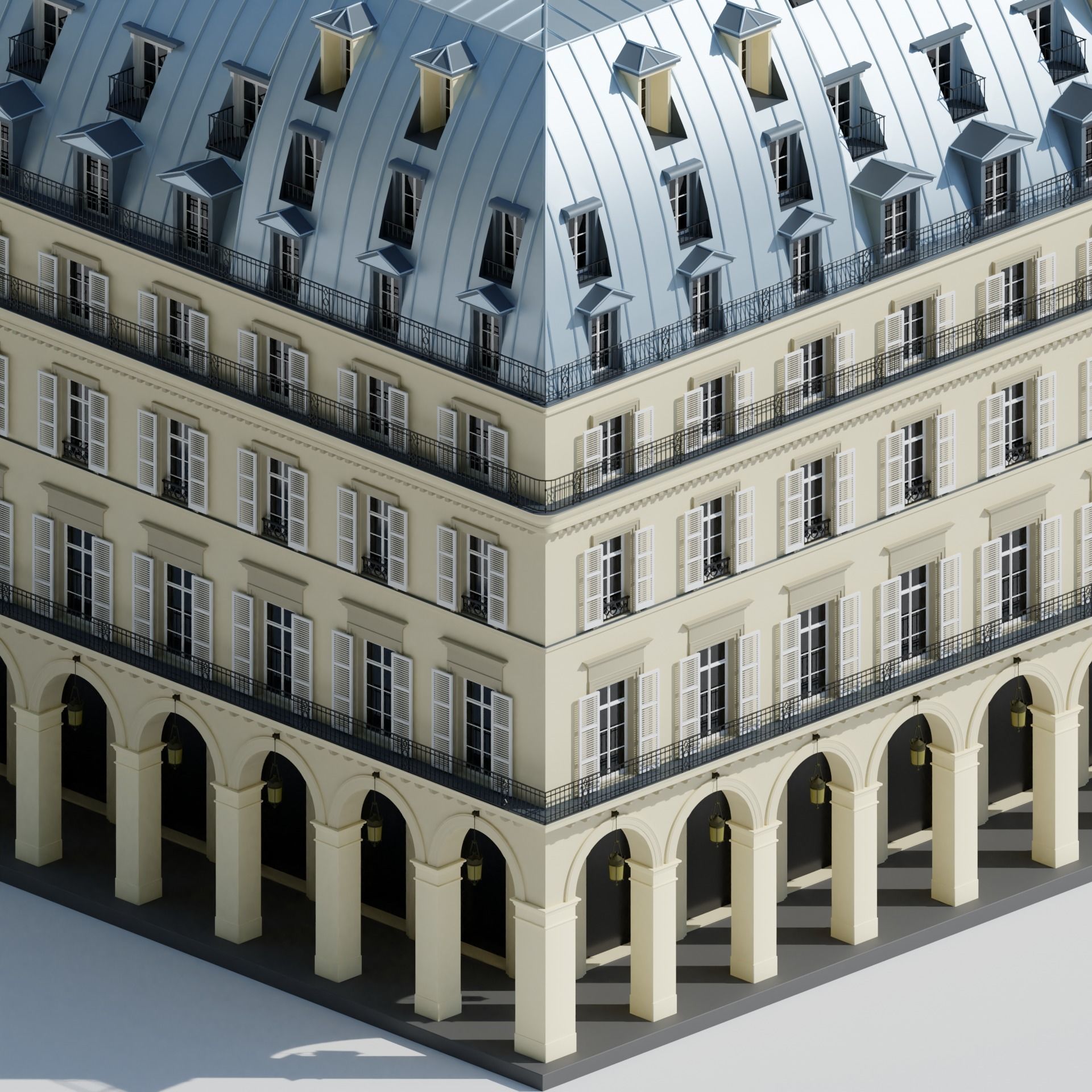 Paris City Building Rivoli Low-poly 3D model_5