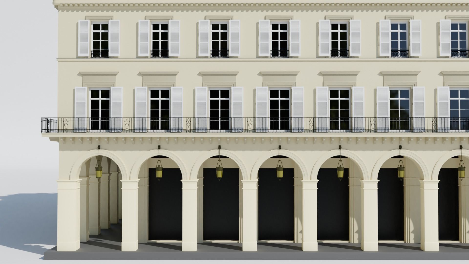 Paris City Building Rivoli Low-poly 3D model_9