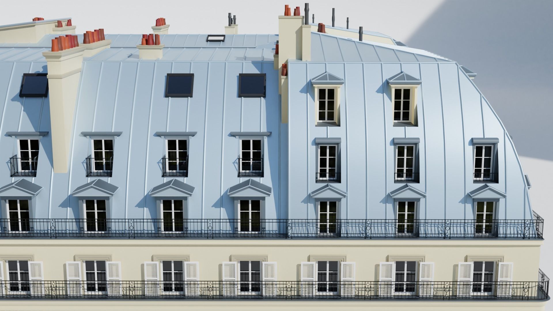 Paris City Building Rivoli Low-poly 3D model_7