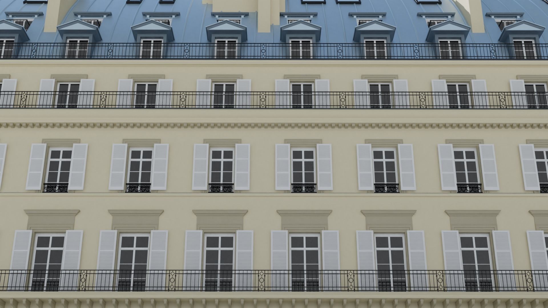 Paris City Building Rivoli Low-poly 3D model_3