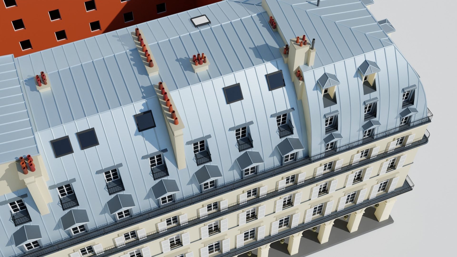 Paris City Building Rivoli Low-poly 3D model_4