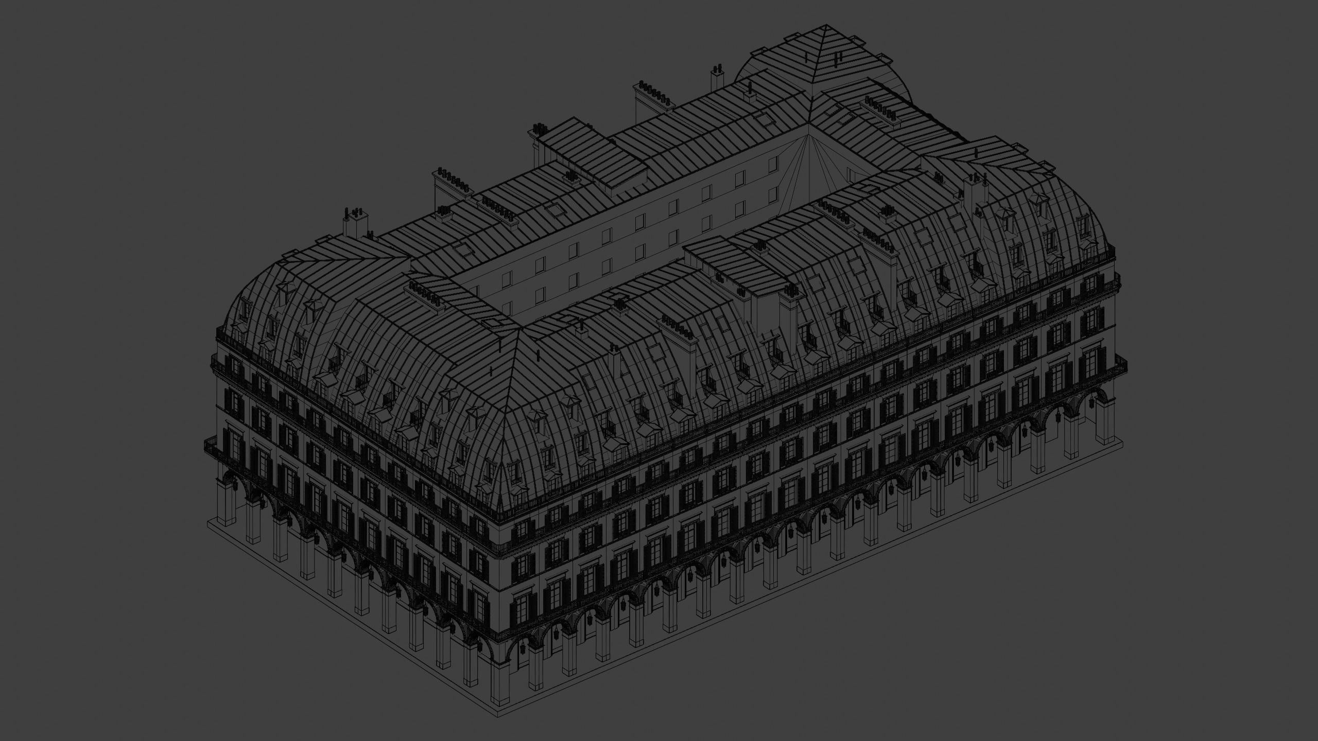 Paris City Building Rivoli Low-poly 3D model_10