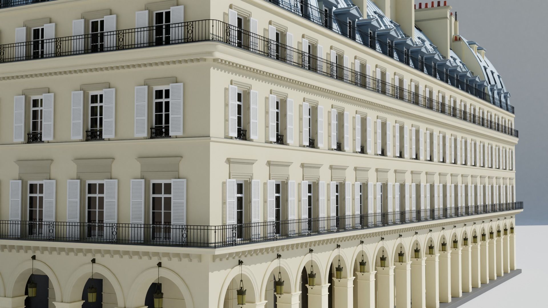 Paris City Building Rivoli Low-poly 3D model_1