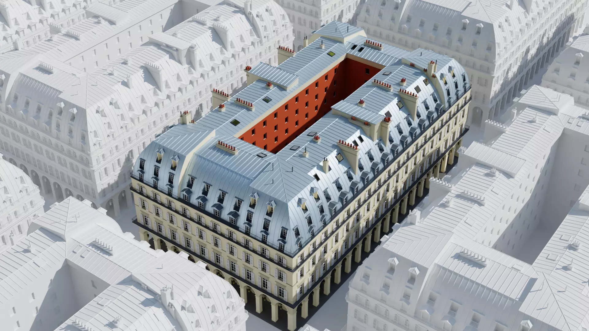 Paris City Building Rivoli Low-poly 3D model_0