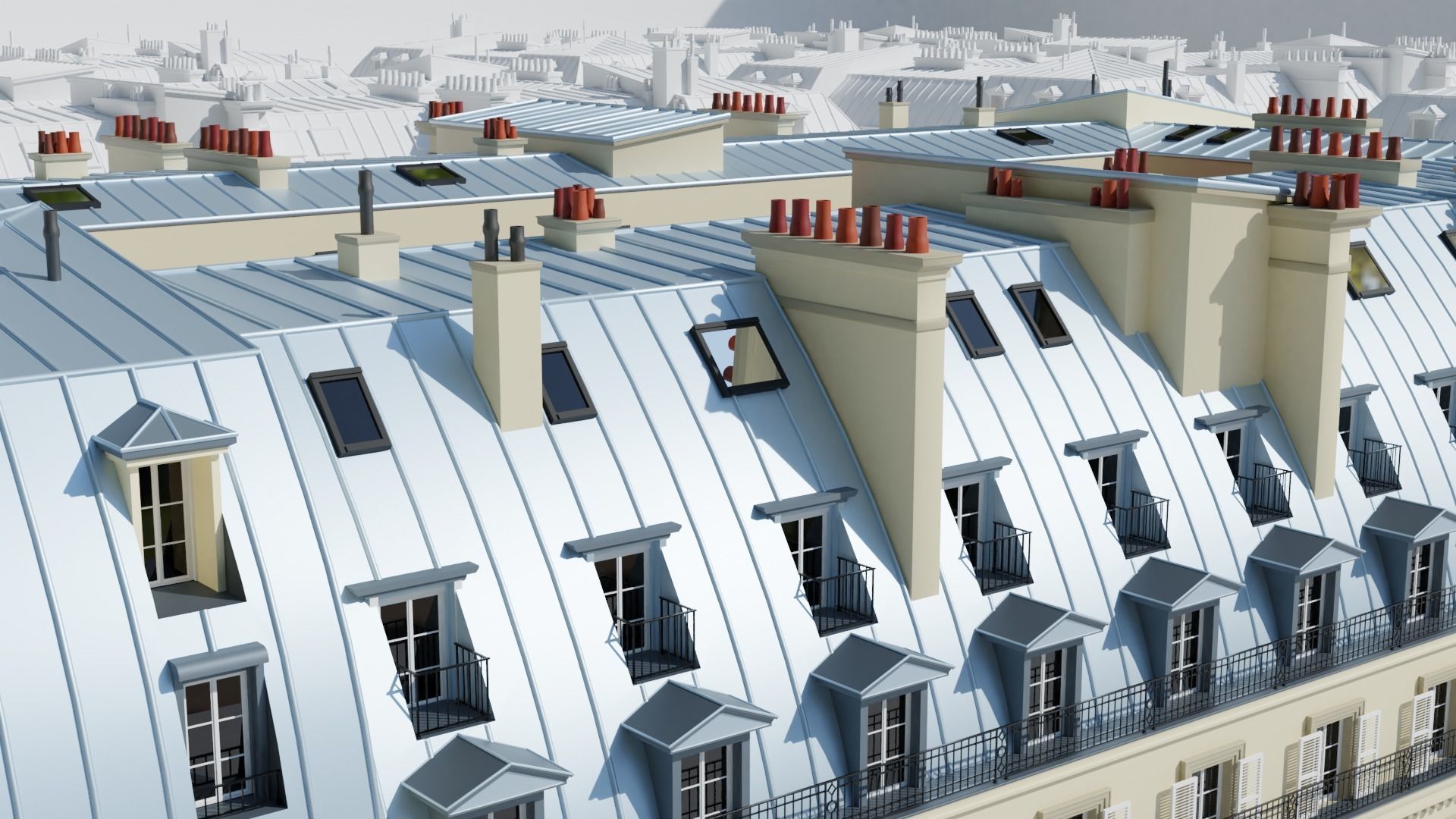 Paris City Building Rivoli Low-poly 3D model_8