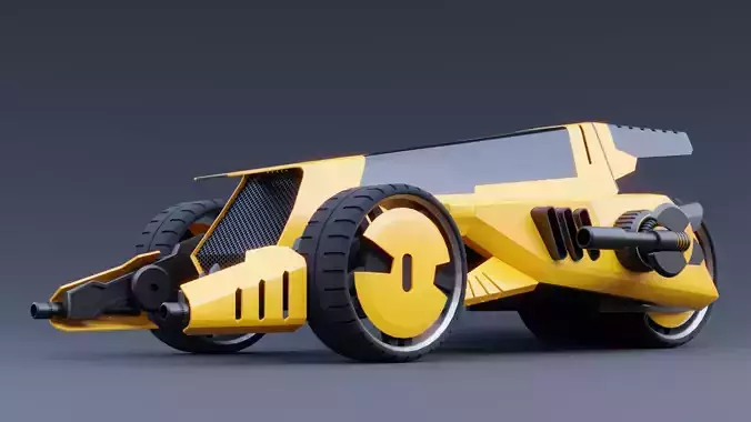 Futuristic Combat Car - Sci-Fi Armored Low-Poly Vehicle