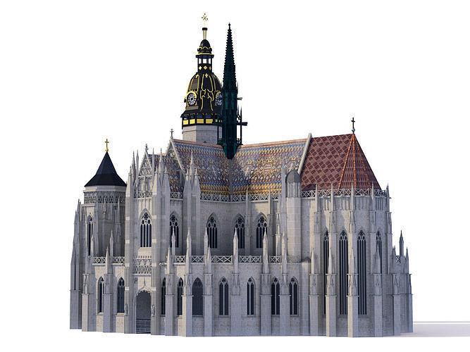Gothic cathedral - Kosice Slovakia 3D model 4
