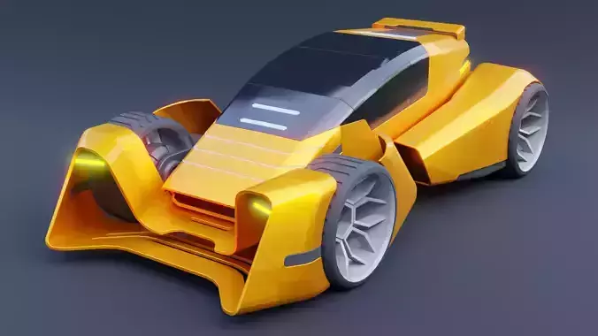 Futuristic Luxury Concept Car - Sci-Fi Racing Low-Poly 3D Model