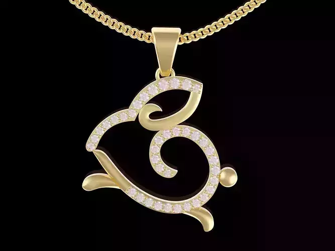 Rabbit pendant sterling gold printable jewelry 3D model