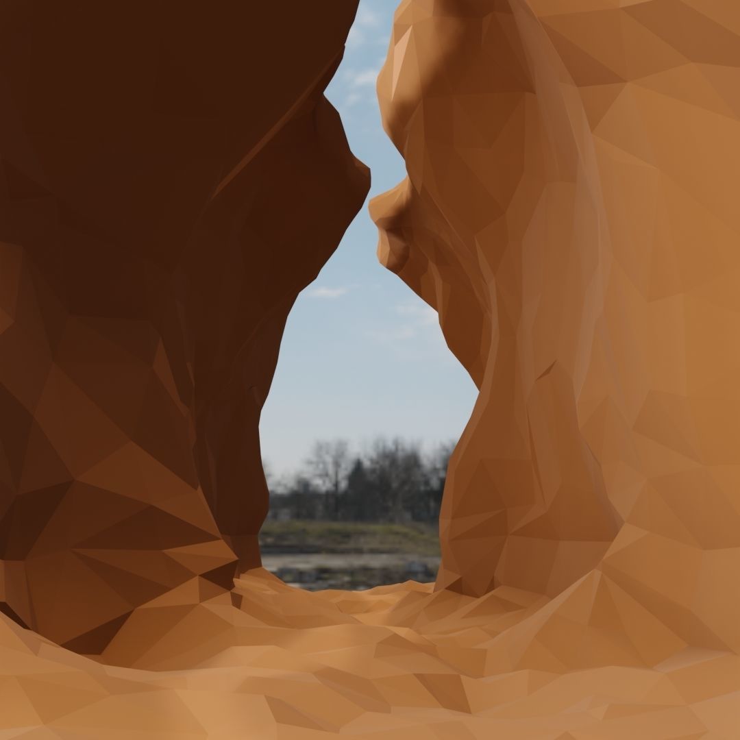 Isometric canyon walkthrough Low-poly 3D model_8