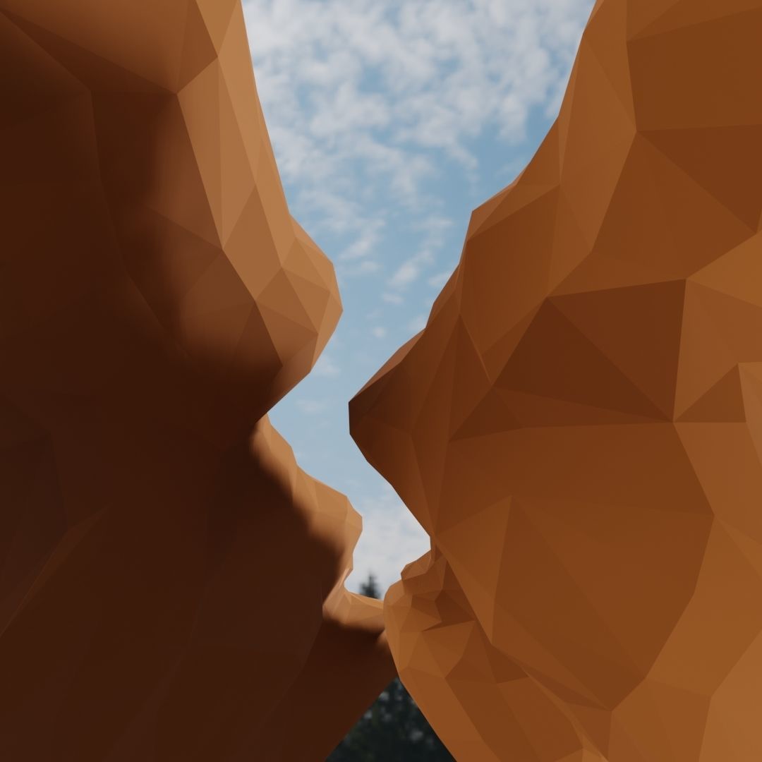 Isometric canyon walkthrough Low-poly 3D model_9