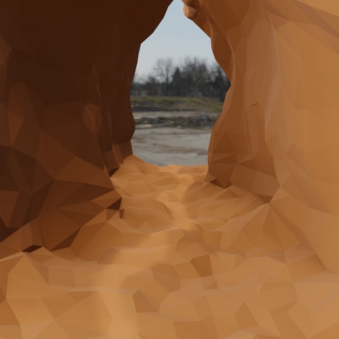 Isometric canyon walkthrough Low-poly 3D model_1
