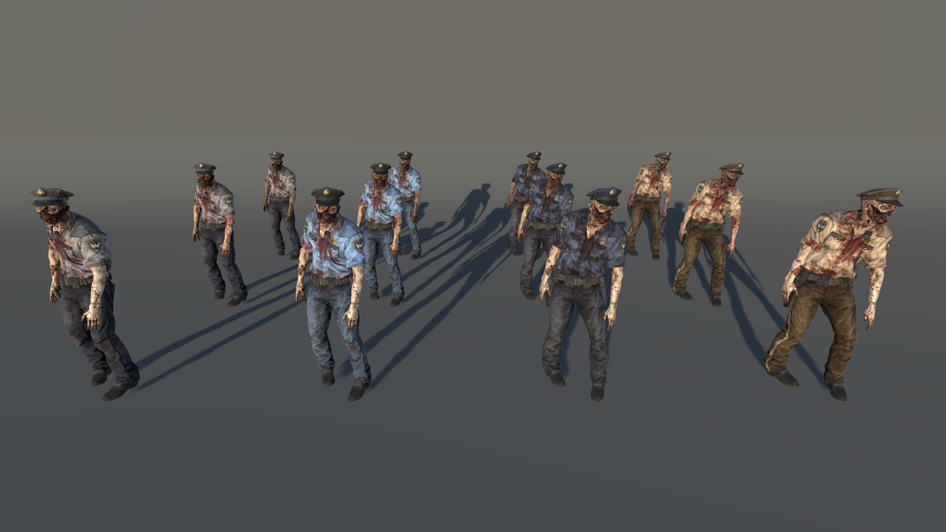 Zombie Police Male 3 Low-poly 3D model_1