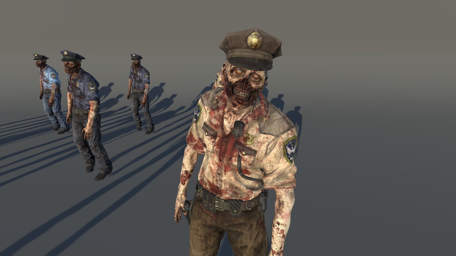 Zombie Police Male 3 Low-poly 3D model_2