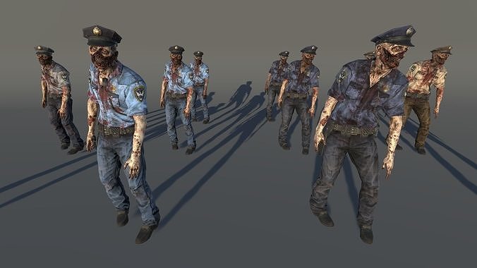 Zombie Police Male 3 Low-poly 3D model