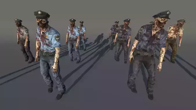 Zombie Police Male 3 Low-poly 3D model