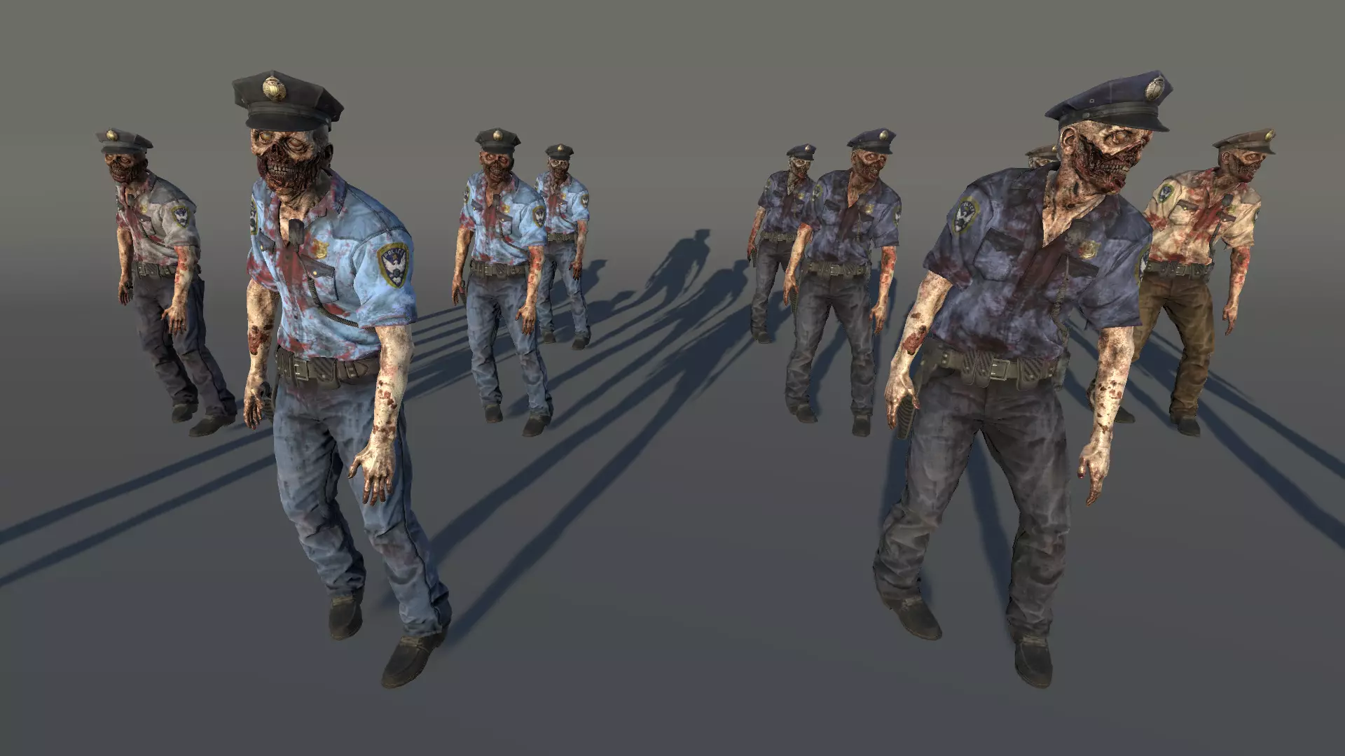 Zombie Police Male 3 Low-poly 3D model_0