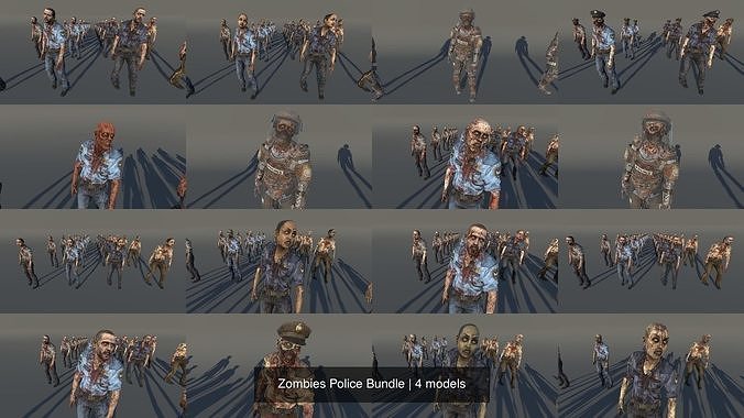 Zombies Police Bundle 3D Model Collection