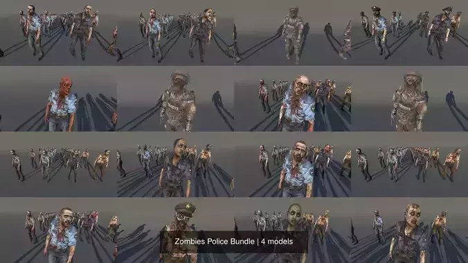 Zombies Police Bundle 3D Model Collection