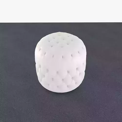 White Leather Tufted ottoman 3 3D model