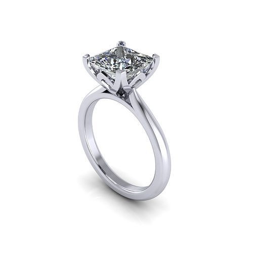 Stephen Perry Princess Diamond Ring V1 3D print model