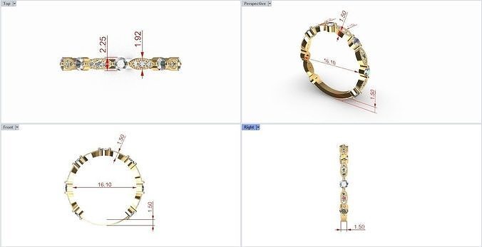 Ring-2001 gold ring with diamonds and sapphires 3D print model