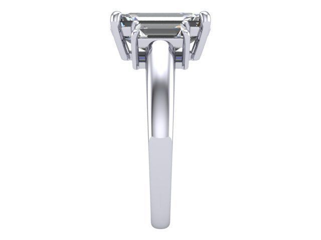Emerald Cut and Baguette Three Stone Ring  3D print model_2