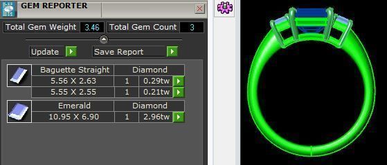 Emerald Cut and Baguette Three Stone Ring  3D print model_5