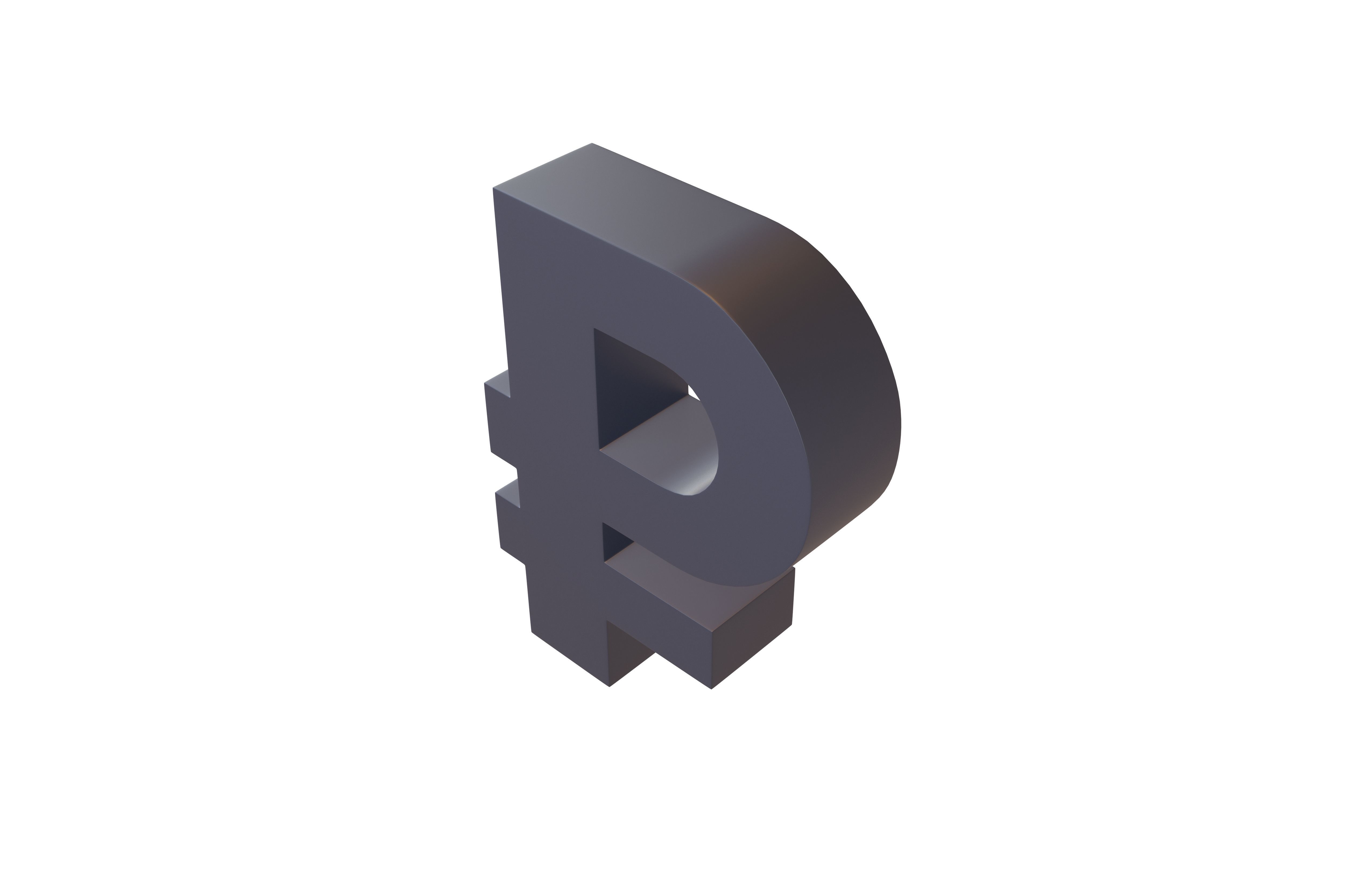 Ruble Symbol v2 004 Low-poly 3D model_2